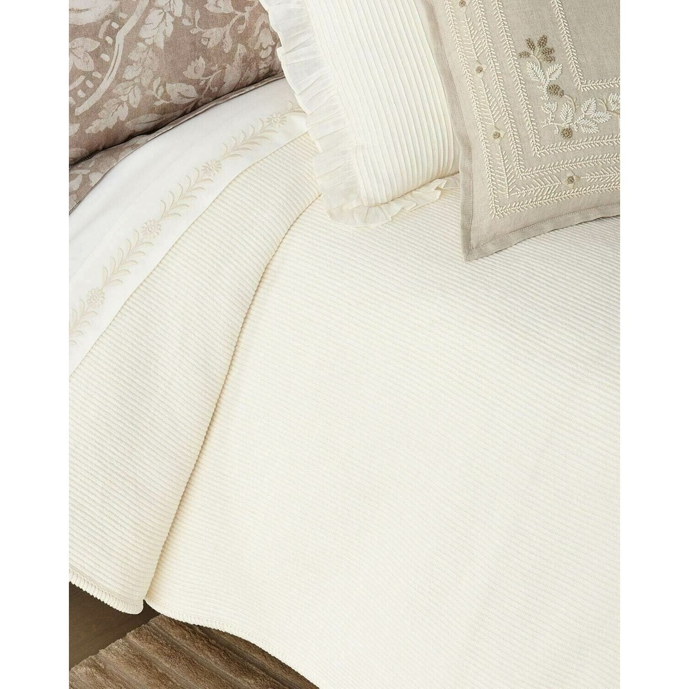 Ralph Lauren Cortona Full / Queen‎ Bed Cream Blanket  90" x 90" retail $400